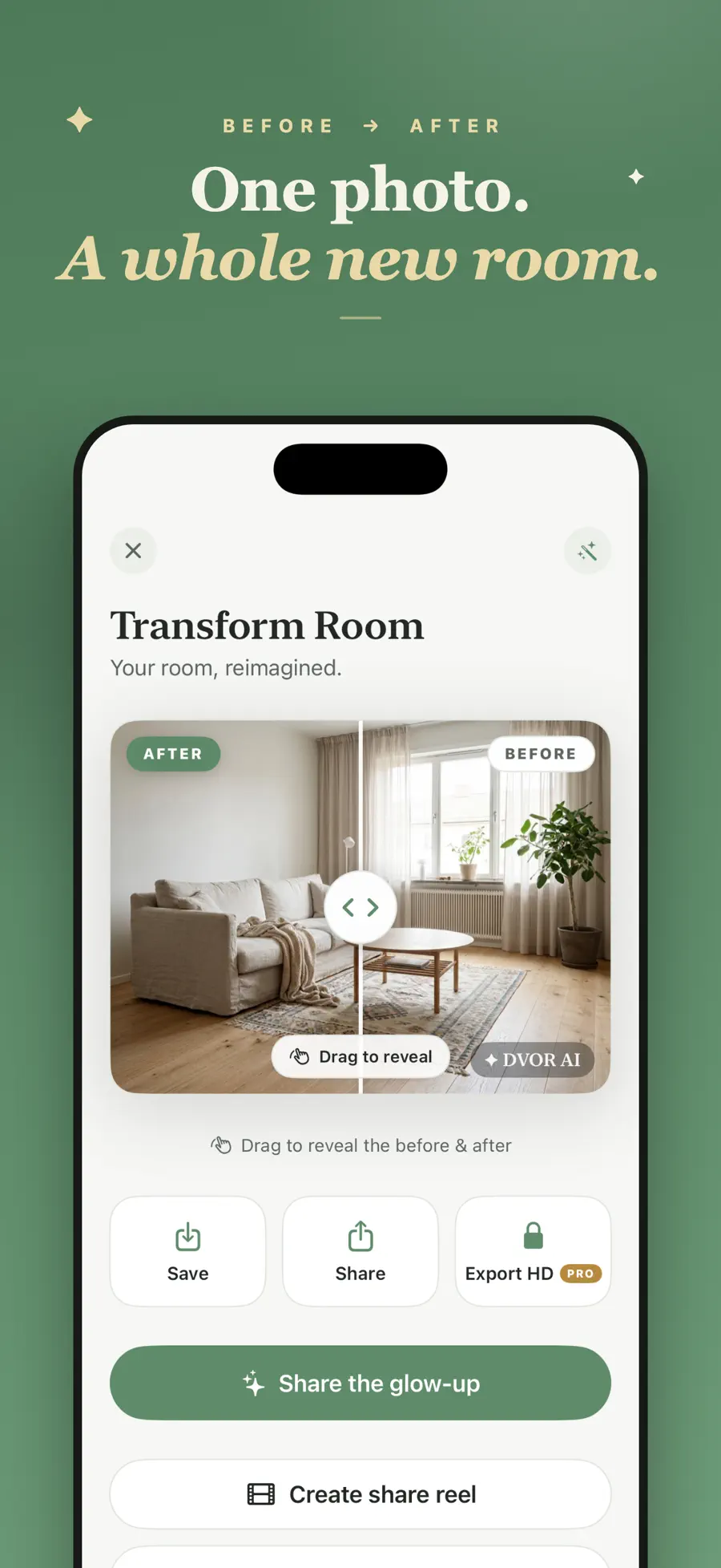 Before and after comparison slider